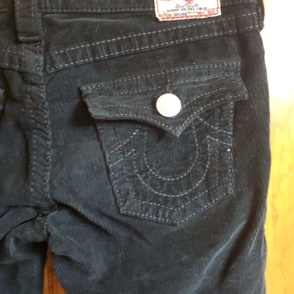 True Religion 29 Corduroy Shorts Womens Black Cuffed Y2K Made in USA Stretch - Picture 12 of 15